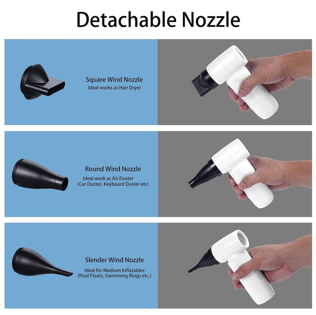 Soplador Aire Portátil Recargable 3 boquillas